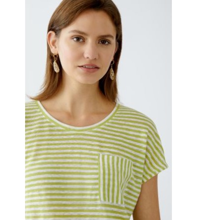Camiseta lino rayas verde Oui portada