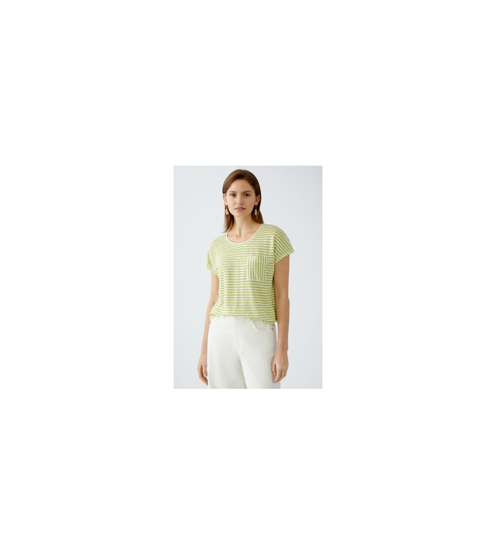 Camiseta lino rayas verde Oui portada