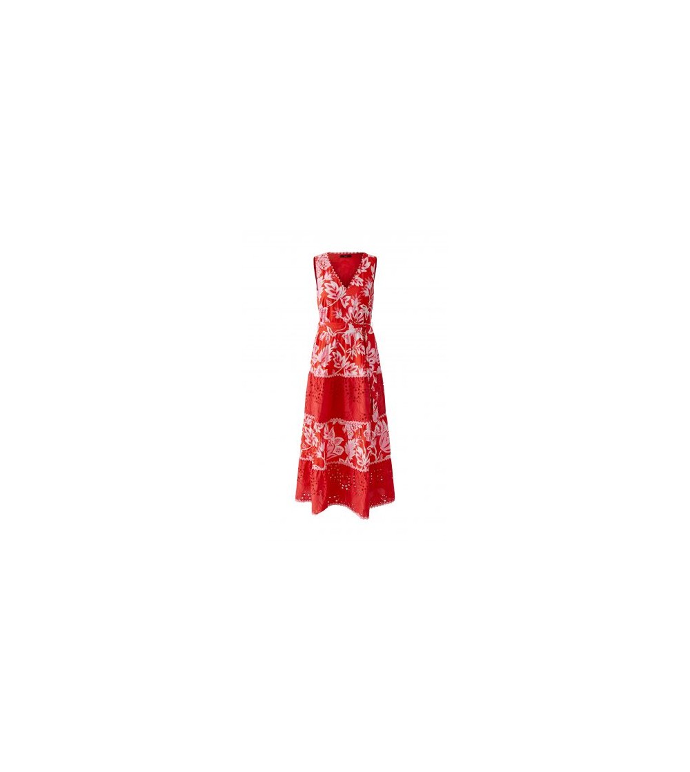 Vestido largo estampado rojo Oui por delante