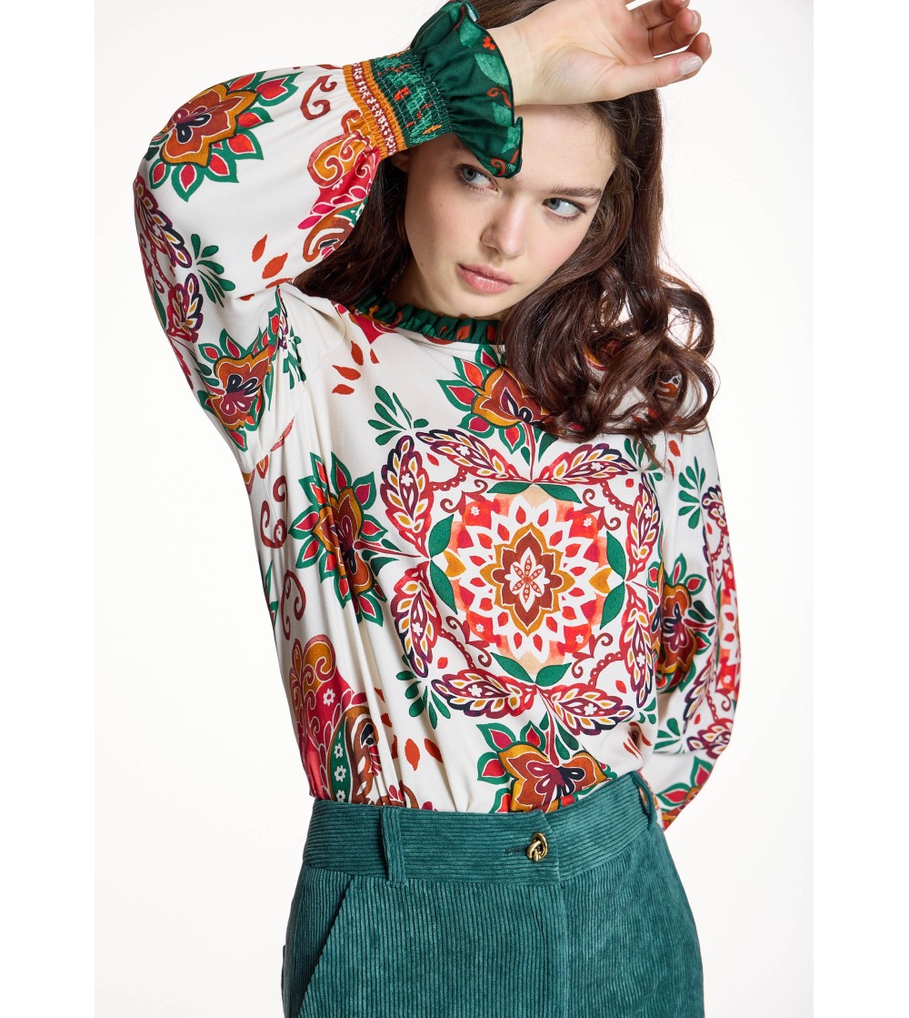 Blusa estampada naranja Alba Conde portada