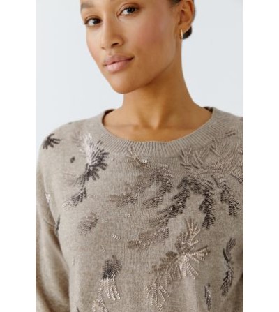 Jersey lentejuelas beige Oui portada