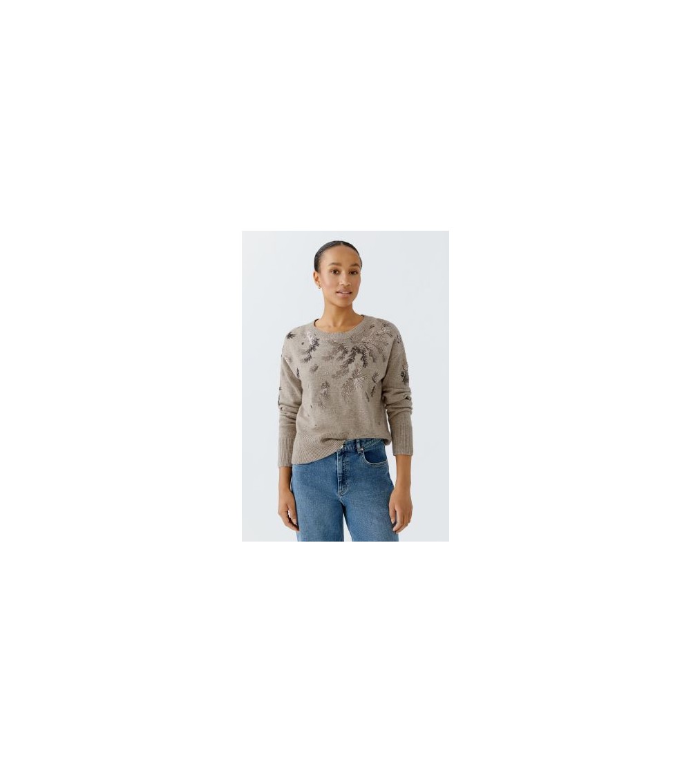 Jersey lentejuelas beige Oui portada
