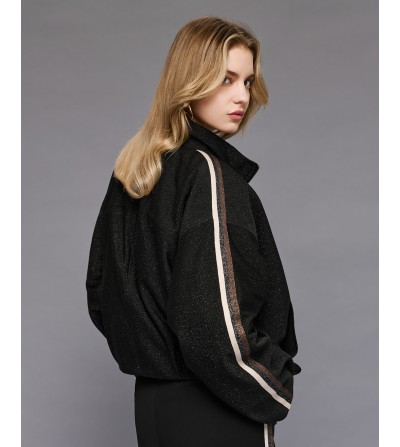 Bomber brillo reversible negra portada
