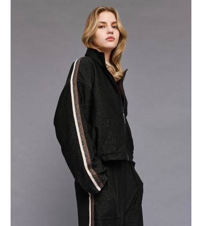 Bomber brillo reversible negra portada
