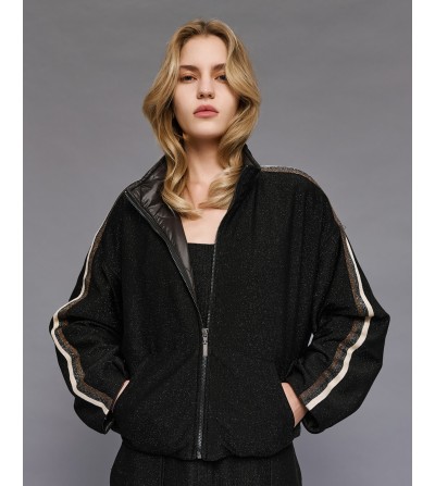 Bomber brillo reversible negra portada