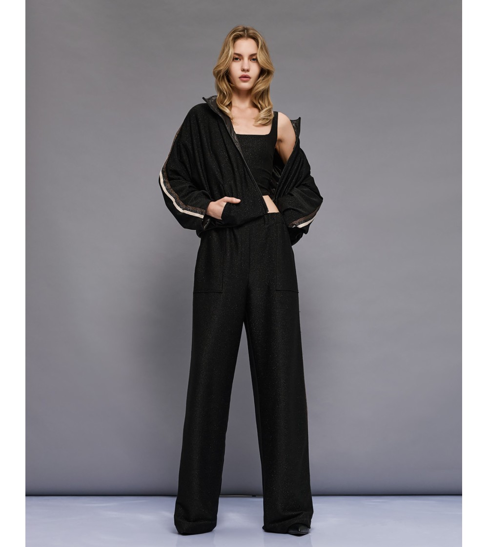 Bomber brillo reversible negra portada