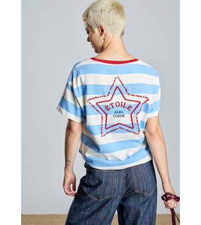 Camiseta rayas azul AC by Alba Conde portada