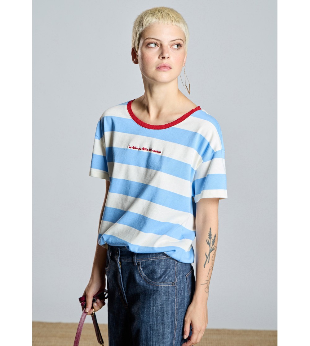 Camiseta rayas azul AC by Alba Conde portada