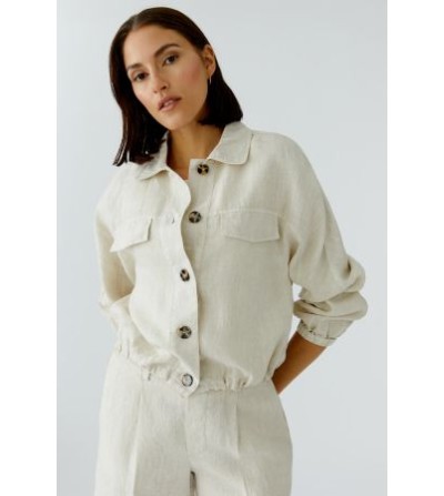 Cazadora lino beige Oui portada