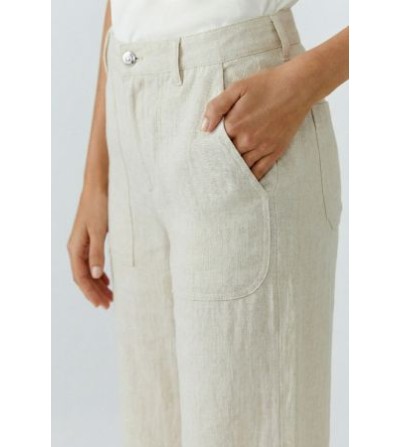Pantalones lino beige Oui portada