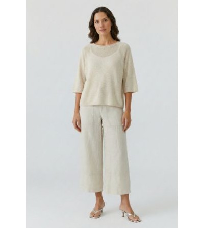 Pantalones lino beige Oui portada