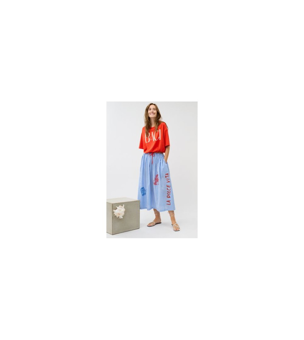 Falda rayas azul Oui magazine