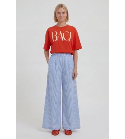 Pantalones anchos rayas azul Oui magazine