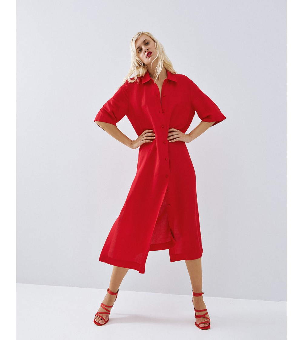 Vestido largo rojo portada