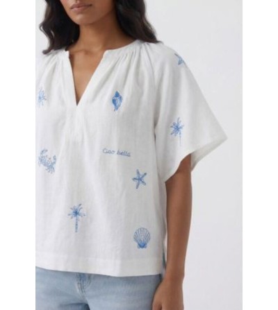 Blusa palmeras blanca Oui magazine