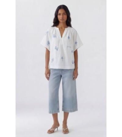 Blusa palmeras blanca Oui magazine