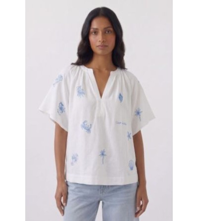 Blusa palmeras blanca Oui magazine