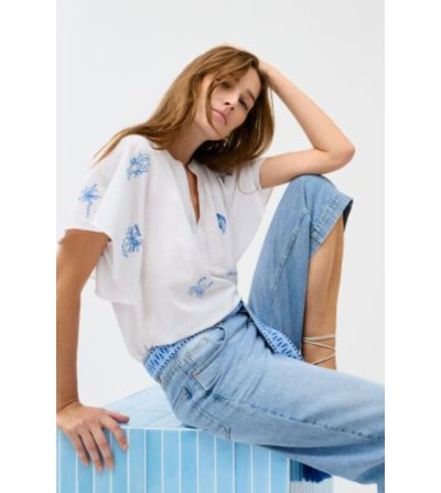 Blusa palmeras blanca Oui magazine