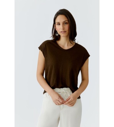 Camiseta pico lino blanca Oui portada