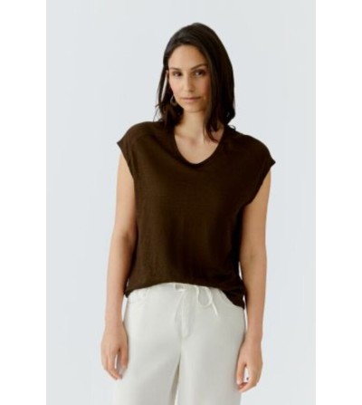 Camiseta pico lino blanca Oui portada