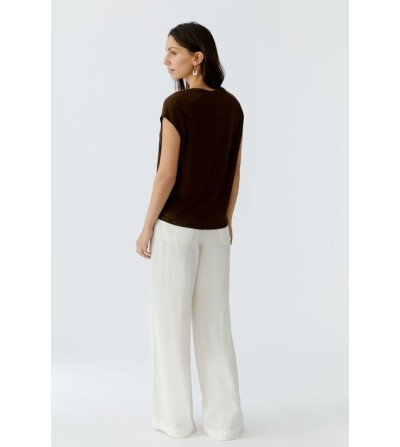 Camiseta pico lino blanca Oui portada