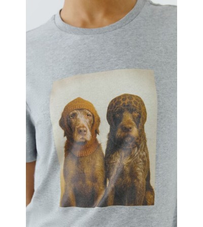 Camiseta perros gris Oui portada