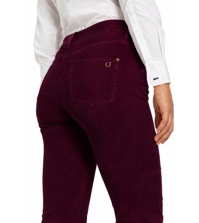 Pantalones CAMBIO PIPER cropped velvetón granate portada