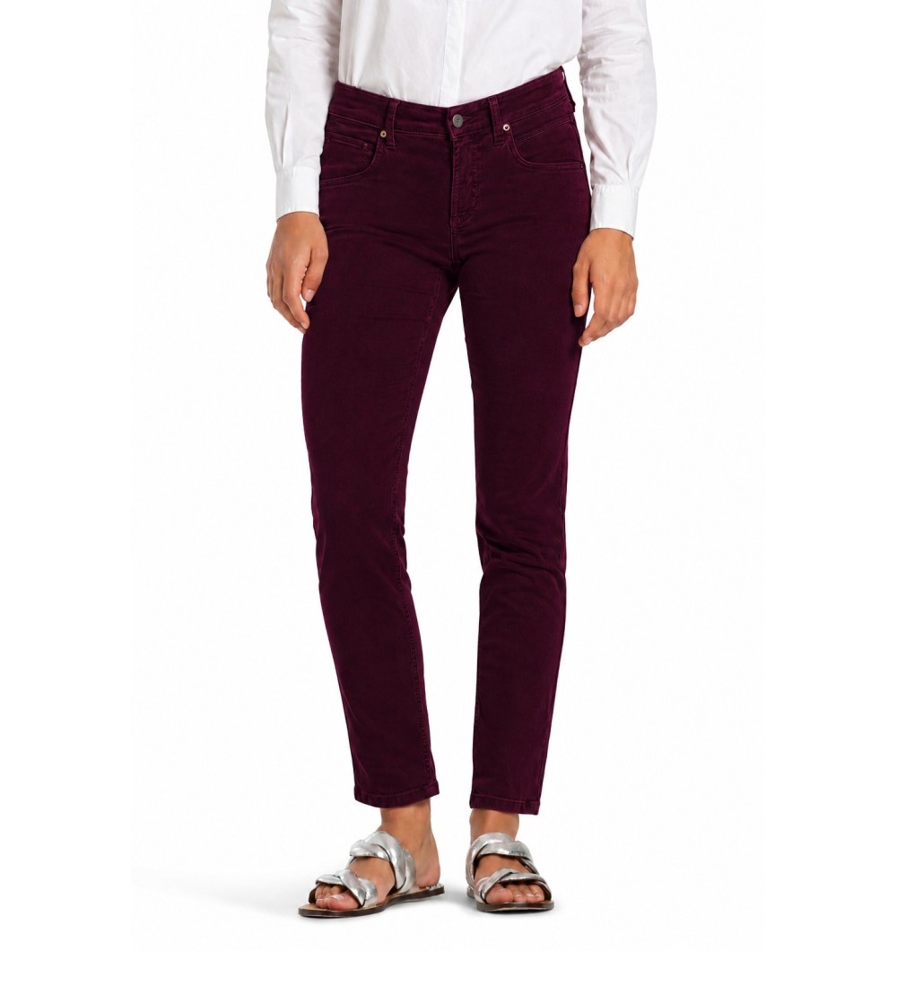 Pantalones CAMBIO PIPER cropped velvetón granate portada