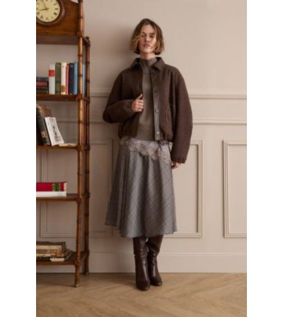 Falda larga gales beige Oui magazine