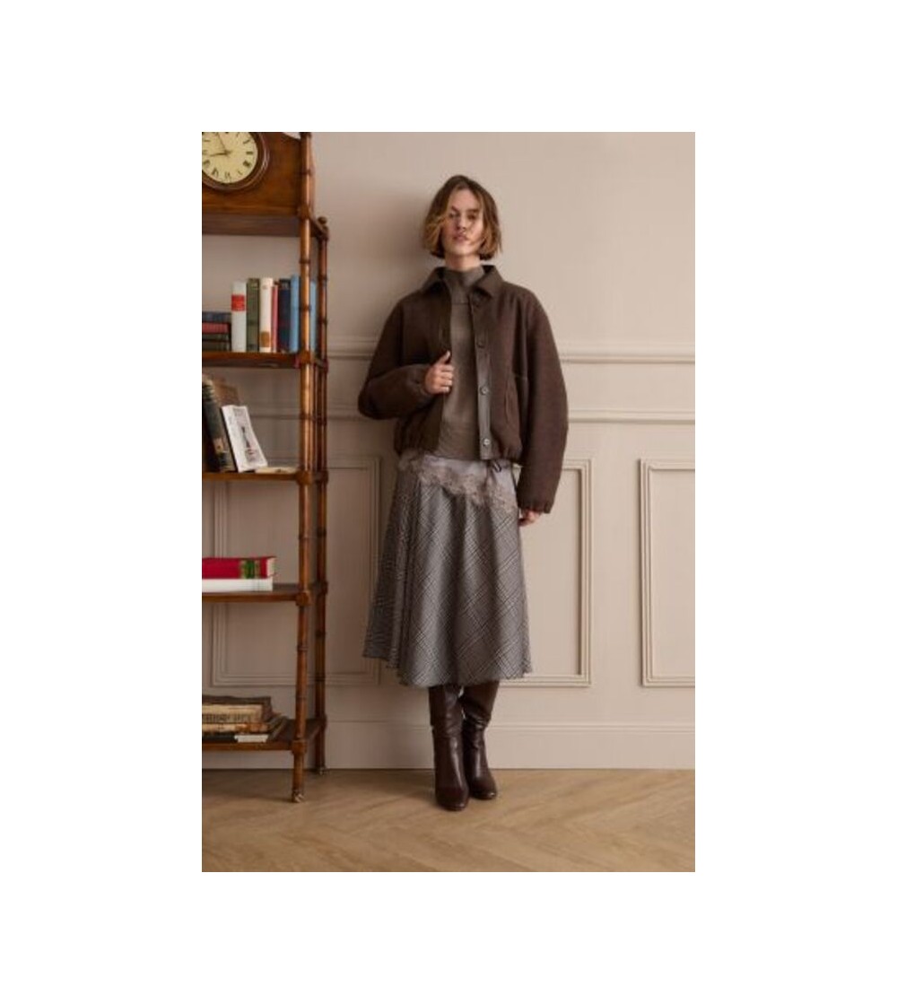Falda larga gales beige Oui magazine